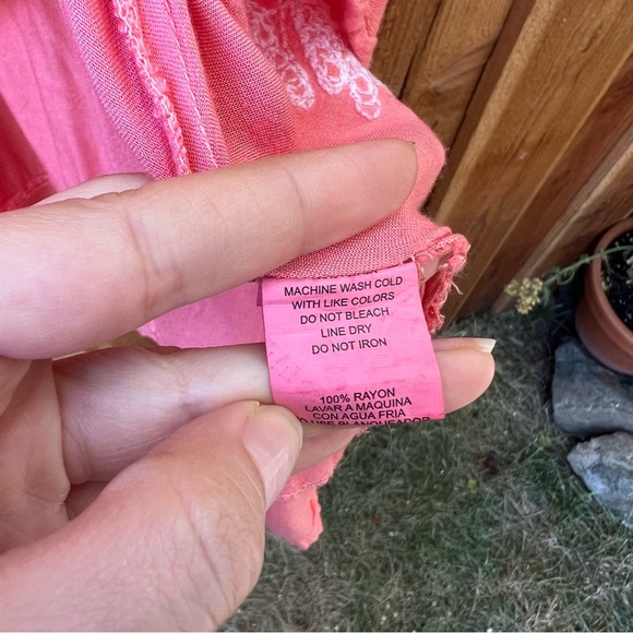 Vintage Coral and White Embroidered Halter High-Lo Beach Dress 🌿 - Picture 7 of 8
